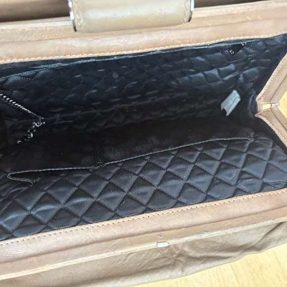 CHANEL Shoulder Bag, Tan/Taupe, Quilted Sides, Silver Chunky Chain - Picture 10 of 13